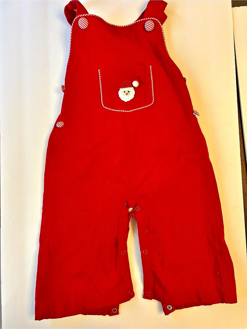 Smockingbird Santa Overalls Red Baby 24M